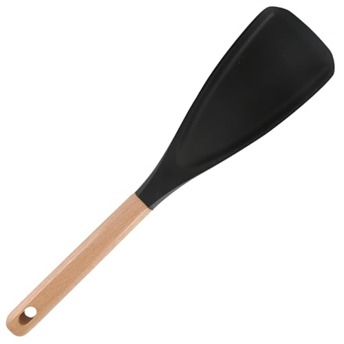 2025 New Spatula Spoon – Multifunction Cooking Utensils for Kitchen, BPA-Free Silicone,Wood Handle, for Mixing & Scooping (1, Black)