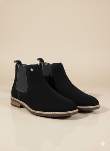 Image of Men's Chelsea Boots Suede Finish Slip-On Ankle Boots Elastic Side Panel Casual & Formal Wear
