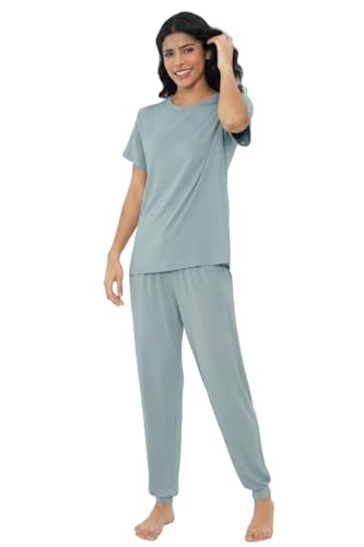 Image of Joyaria Bamboo Viscose Pajamas Women Ultra Soft Short Sleeve Jogger Pants Pjs Set Cooling Sleepwear