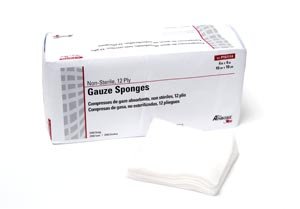 PRO ADVANTAGE® GAUZE SPONGES - NO ESTÉRIL - Esponja de gasa, 4" x 4", 12 capas, No estéril, 200 por manga, 10 mangas por caja