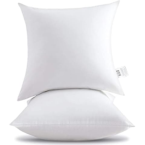 HITO 18x18 Pillow Inserts (Set of 2)- 100% Cotton Covering Down Alternative Throw Pillows White for Couch Bed Sofa Cover