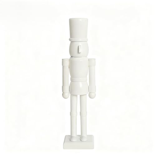PE 38cm Großer Weißer Holz Nussknacker Soldat Figur - Unbemalt...