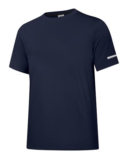 Camiseta de protección solar UPF 50+ para hombre, camisetas de manga corta para hombre, ligeras, de secado rápido, SPF UV, camisetas de natación, marino, XX-Large Camiseta de protección solar UPF 50+ para hombre, camisetas de manga corta para hombre, ligeras, de secado rápido, SPF UV, camisetas de natación, marino, XX-Large
