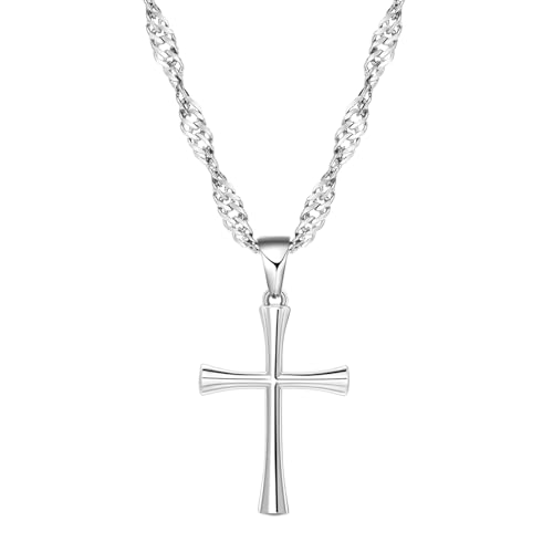 DODIY Cross Necklace Stainless Steel for Women Cross Chain Pendant Silver Jewelry Gifts for Her Daughter Granddaughter Mother Mom