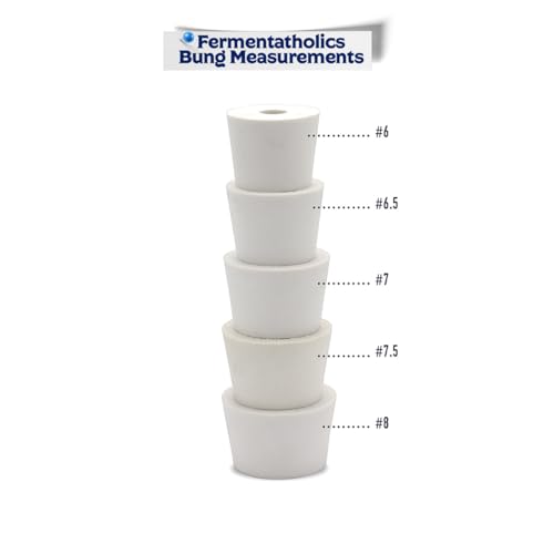 Fermentation TPE Rubber Stoppers – Drilled Bungs for Airlocks (#6, 6.5, 7, 7.5, 8-5-Pack)