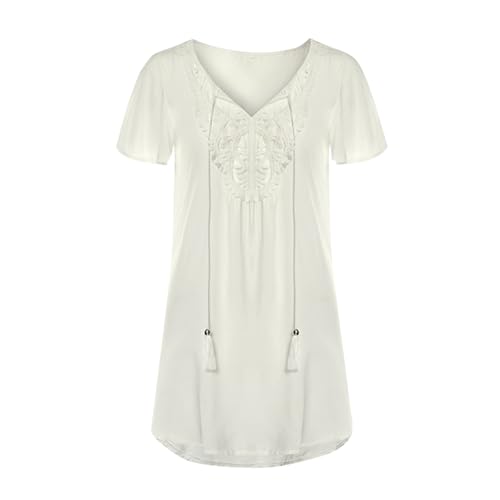 Strandkleider Damen Bikini Cover Up V-Ausschnitt Kurzarm Tunika Strandabdeckung Sommerurlaub Strandponcho Elegante Beachkleider Bedecken Lockere...