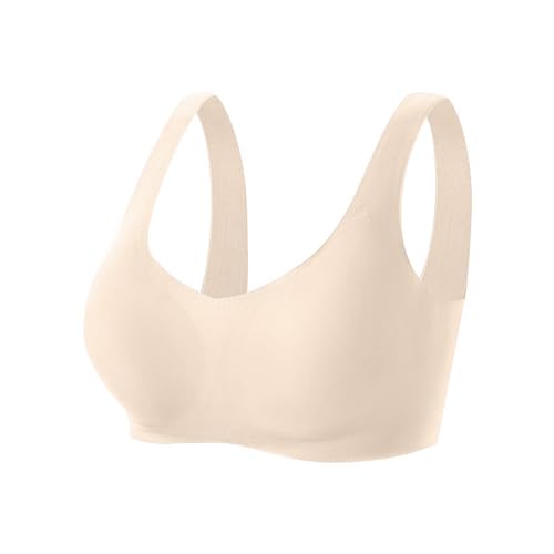Bralette sin tirantes clásico cómodo acolchado sujetador deportivo de encaje push up cómodo diario para deporte Yoga s sin costuras sujetadores, D-beige., XXX-Large