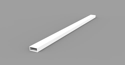 Aluminios Galisur tubo rectangular de aluminio, 112 cm de largo (lacado blanco, 40mm x 20mm)
