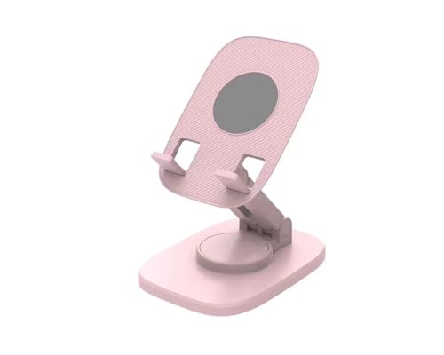 Image of WALLVIEW TECH 360 Aluminum Mobile Stand for Desk, Foldable Design with Stable Rotational Metallic Round Base, Multiple Height & Angle adjustments for Smartphones, Tablets & iPad (Pink)