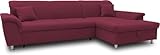 DOMO. collection Ecksofa Franzi, Couch in L-Form, Sofa, Eckcouch, Polsterecke Longchair rechts 279 x 162 x 81 cm (BxTxH), bordeaux rot