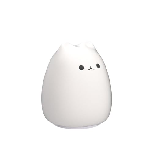 ZKLiLi Cute Cat Lamp, Night Light for Girls Bedroom, Kitty Lamp Birthday Gifts for Kids Baby Toddler Teen Portable Silicone Kawaii Nightlight Nursery Room Decor