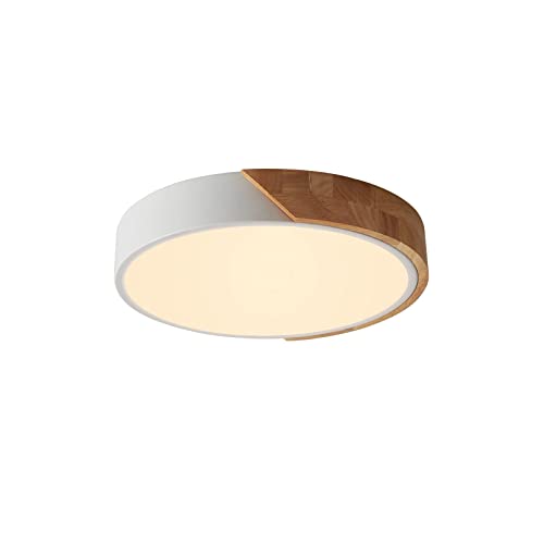 LuFun LED Wood Ceiling Lights,Thin Flat Modern Flush Mount Lighting Fixture,Ceiling Lighting Lamps for Dining Room Hallway Living Room Kitchen Bedroom,Ø30cm*5cm,24W,Warm White Light,3000K