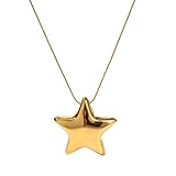 Minimalist Star Choker Necklace for Women Stainless Steel 18k Gold Plated Star Charm Pendant Trendy Adjustable Chain Necklaces Fashion Jewelry Christmas Birthday Gifts for Her Bff 17' (Gold)