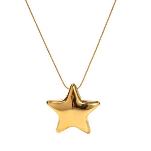 Minimalist Star Choker Necklace for Women Dainty Stainless Steel 18k Gold Plated Star Charm Pendant Trendy Adjustable Chain Necklaces Fashion Jewelry Christmas Birthday Gifts for Her Bff 17