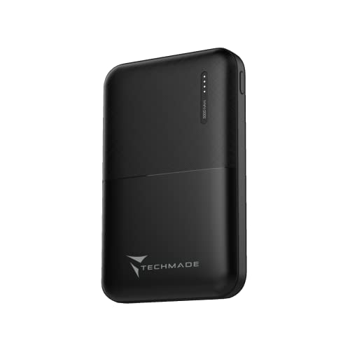 Techmade Power Bank 5000mAh, 2 porte USB e 1 USB-C. Sottile & Compatto Caricabatterie Portatile Carica Rapida Batteria Esterna Powerbank per iPhone Samsung Huawei Smartphone