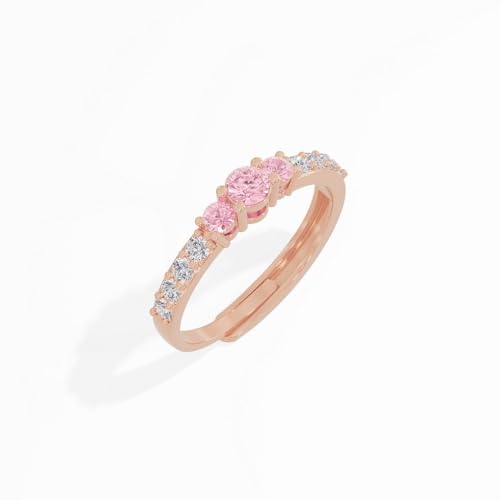 Image of U ARE 925 Sterling Silver 18K Gold and Rose Gold Plated Sparkling Three-Stone Ring | Gift for Women and Girls | With Certificate of Authenticity and 925 Stamp