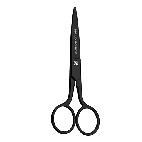 HALO FORGE Sharp Small Scissors: Straight Black Sewing Shears Titanium Forged Stainless Steel Pointed Tip for Cutting Dressmaking Fabric Leather Crafting DIY Supplies