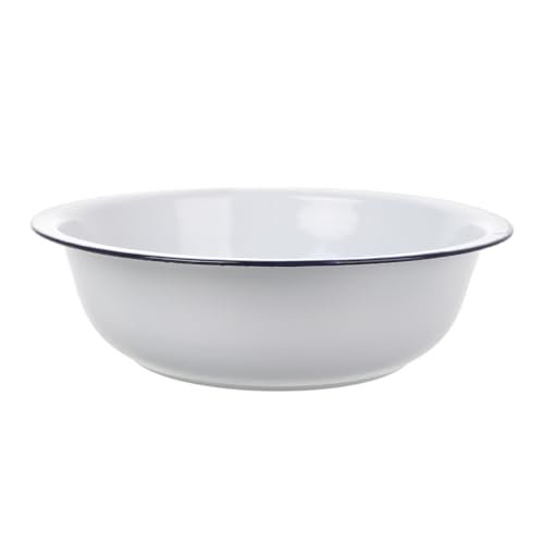 Tazón Esmaltado Grande Blanco Vintage 34 cm miniatura 1