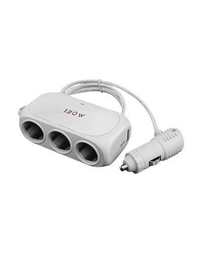 LAYYSD Cargador Coche 1 Unidad Universal De 12V Y 24V 3 Vías Multienchufe ABS Cargador Doble Adaptador USB Divisor Piezas De Coche Nuevo Interior Auto Bl Cargador Movil Coche(White)