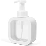 SVLX YIXVN Foaming Soap Dispenser, 300ml (10oz) Plastic Refillable Foaming Hand Soap Dispenser with 8 Pcs Waterproof Labels, Foam Pump Bottle for Bathroom and Kitchen (White)