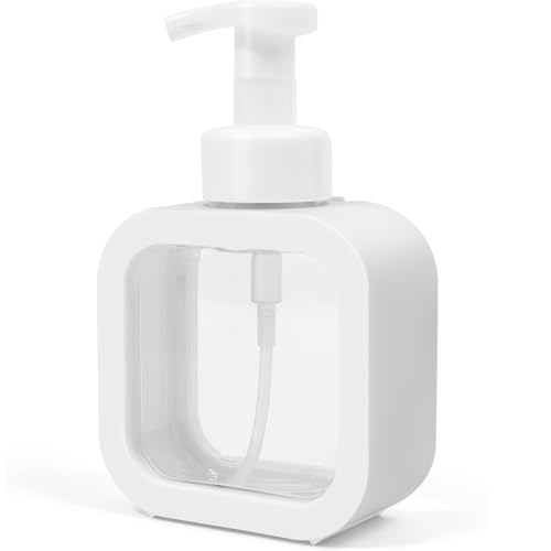 Image of Foaming Soap Dispenser, 300ml (10oz) Plastic Refillable Foaming Hand Soap Dispenser with 8 Pcs Waterproof Labels, Foam Pump Bottle for Bathroom and Kitchen (White)