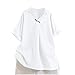 Blouse for Women Casual Summer V Neck Button Down Basic Comfy Tee Fashion Lightweight Loose T Shirt for (White, XXL)