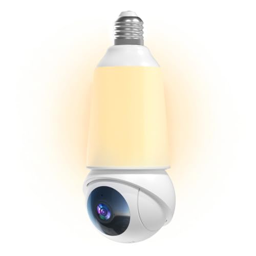 Light Bulb Security Camera 2K HD, 5G&2.4G WiFi Wireless Outdoor Lightbulb Camera for Home Security, Porch light Scurity Camera with Motion Detection, 2-Way Talk, Color Night Vision, Human Dection