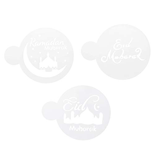 3 pièces Pet mosquée Eid Mubarak Ramadan Design café pochoirs gâteau décoration Outil Cover