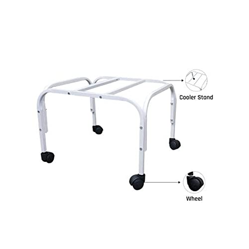 Image of Mumma's LIFE Heavy-Duty Cooler Stand with Wheels | Metal Trolley for Home & Outdoor | Rust-Resistant White Finish | 4 Wheels (Non-Locking) | 100kg Load Capacity | Cooler Movable Stand (White)