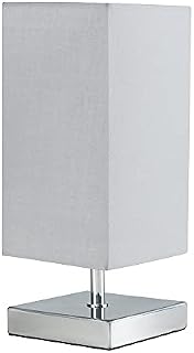 MiniSun Modern Square Polished Chrome Touch Table Lamp with a Grey Shade