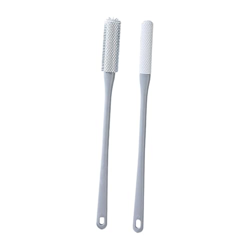 Generic Gentle Toe Cleaner Brush with Extended Handle for Foot Hygiene, Gray