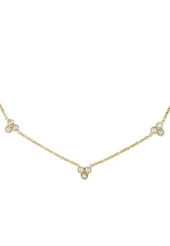 FOSSIL Women's Sutton Trio Glitz Gold-Tone Stainless Steel Station Necklace, JF04115710