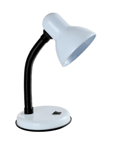Classic Desk Lamp with a Versatile Flexible Neck, and Integral On/Off Switch, Mains UK Plug, Height 33cm, Ideal for Offices, Desks, and Bedside Lamps – White