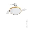 CREATE / WIND CLEAR STUDIO M/Ventilatore da soffitto con luce bianco e legno chiaro con telecomando / 40W, Pale retrattili, Ø108 cm, funzione estate-inverno