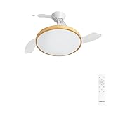 CREATE / WIND CLEAR STUDIO M/Ventilatore da soffitto con luce bianco e legno chiaro con telecomando / 40W, Pale retrattili, Ø108 cm, funzione estate-inverno