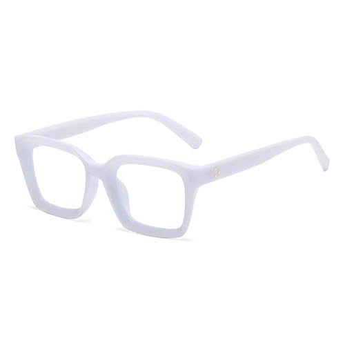 Lunettes de soleil transparentes vintage femmes avec monture tendance à rivets C15Blanc