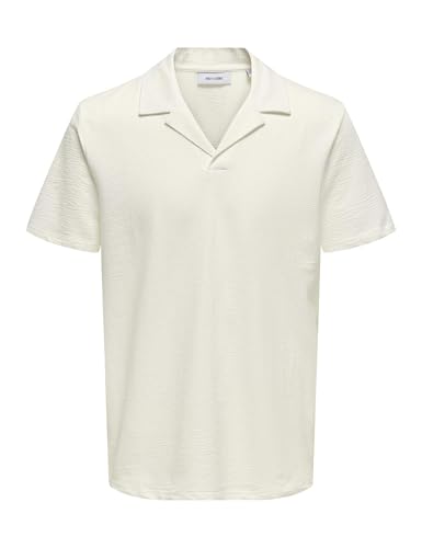 ONLY & SONS Onskian Reg Seersucker Resort Polo, Cloud Dancer, M Hommes