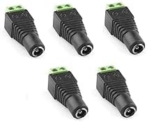 5 Pcs DC Power Jack Plug Adapter Connector Screw Fastening Type Female DC Power Plug Connector