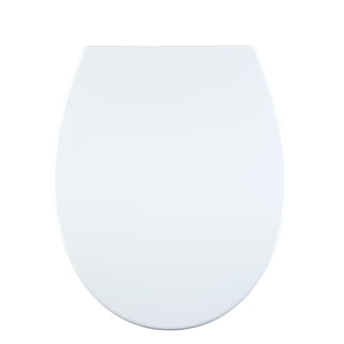 AQUALONA® Premium Thermoplastic Toilet Seat Soft Close Hardwearing Seat with One Button Hinge Release Oval Shaped Easy to Clean Simple Installation Top and Bottom Fittings (White - Oval Shaped)