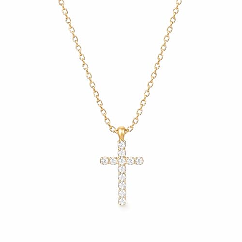 Non Tarnish Cross Necklace for Women | Gold Cross Necklace | Dainty Cross Necklace |Waterproof Jewelry | 18K PVD Gold Plated with Cubic Zirconia | Pendant Necklace | Tarnish Free Gold Jewelry