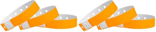 Image of 500 WristCo Neon Orange Plastic Wristbands for Events - Extended Wear, Secure Snap Prevents Reuse - Premium-Grade Bracelets for Hospital & Medical ID, Party & VIP Identification (Pack of 2)
