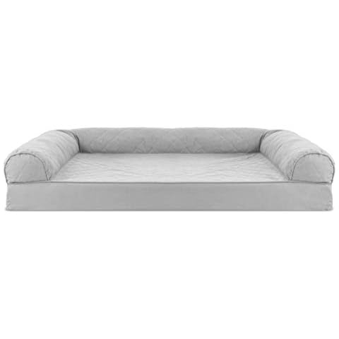 Furhaven Replacement Dog Bed Cover Quilted Sofa-Style, Machine Washable - Silver Gray, Jumbo (X-Large) Cover