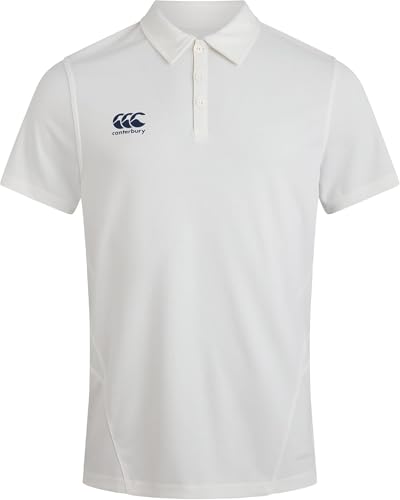 Canterbury Homme Polo | Blanc cricket | Évacuation de l'humidité VapoDri Chemise polo