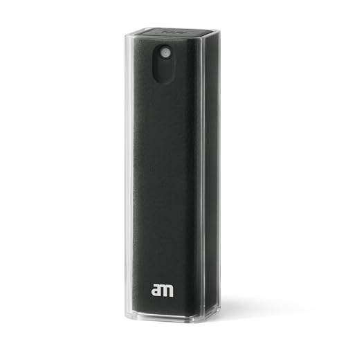 am Spray Limpiador de Pantallas, Recargable y Microfibra Alrededor, para Pantallas de Coches, Computadoras, Teléfonos, iPads, Laptops y Bordo, Pack de 1 y 3 (Negro, Single)