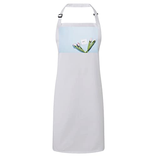 Tablier de cuisine premium blanc tulipes maman : Finitions soignées et textile durable