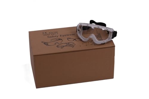 gomey Vollsichtschutzbrille - Kratzfest und Schlagfest – Ideal für das Tragen mit Atemschutzmasken oder Brillen