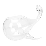 Kisangel Creative Whale Glass Flower Vase Cute Hydroponic Planter for Small Succulents Transparent Decorative Container for Home Decor Easy to Clean Planter