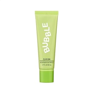 Bubble Skincare Plus One Daily Mineral Face Sunscreen Broad Spectrum SPF 40 – Tinted Sunscreen with Zinc Oxide & Omega 3 Fatty Acids – Hydrating & Blurring Tinted Sunscreen for All Skin Types (50ml)