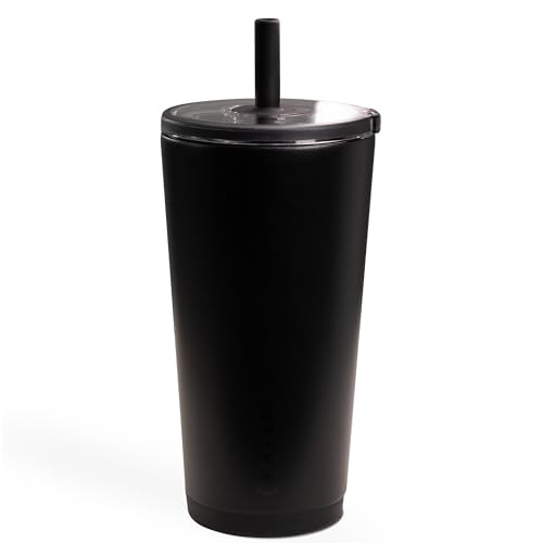 HydroJug Everyday Tumbler 20 oz – Ceramic-Lined Insulated Tumbler with Straw and Soft-Touch Lid, Cup Holder Friendly, Double-Wall Vacuum Insulation, Reusable Travel Cup – Black
