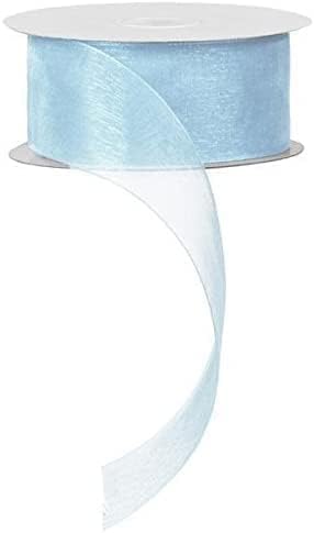 UKIYO | Organza Ribbon(15+ Color Variations Inside) (L-35 Meters,W-1 Inch) | Ribbon for Gift Wrapping,Gift Bows Making, Decoration,Bags Handle (Pack of 2, Arctic Blue)